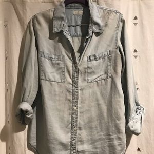 Light denim super soft button up shirt